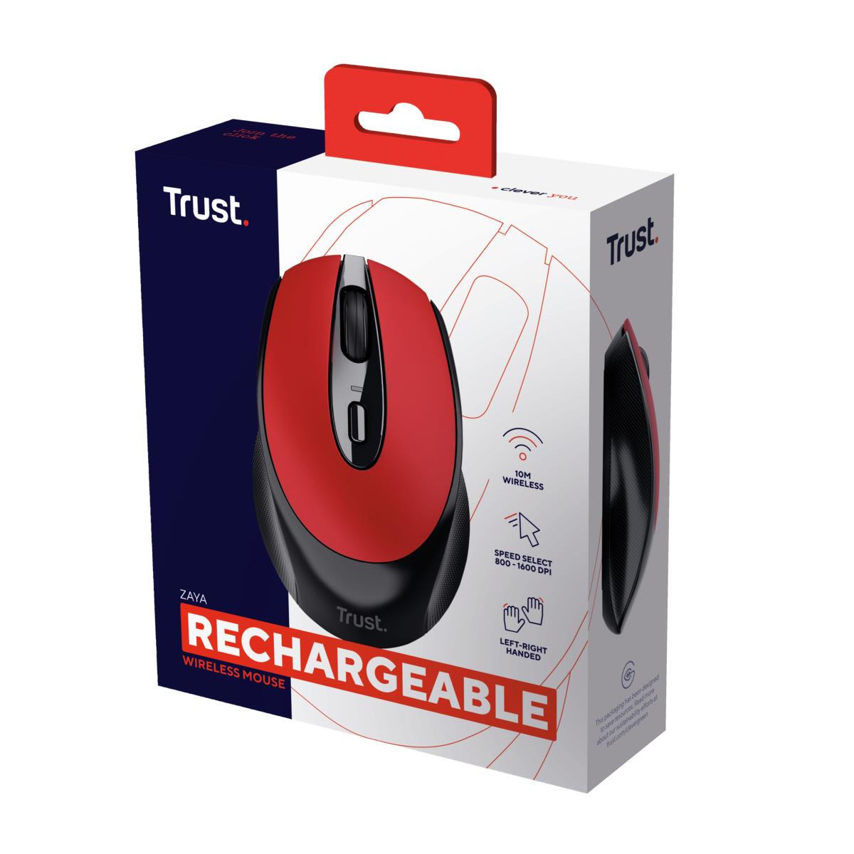 Zaya Rechargeable Wireless Mouse Red