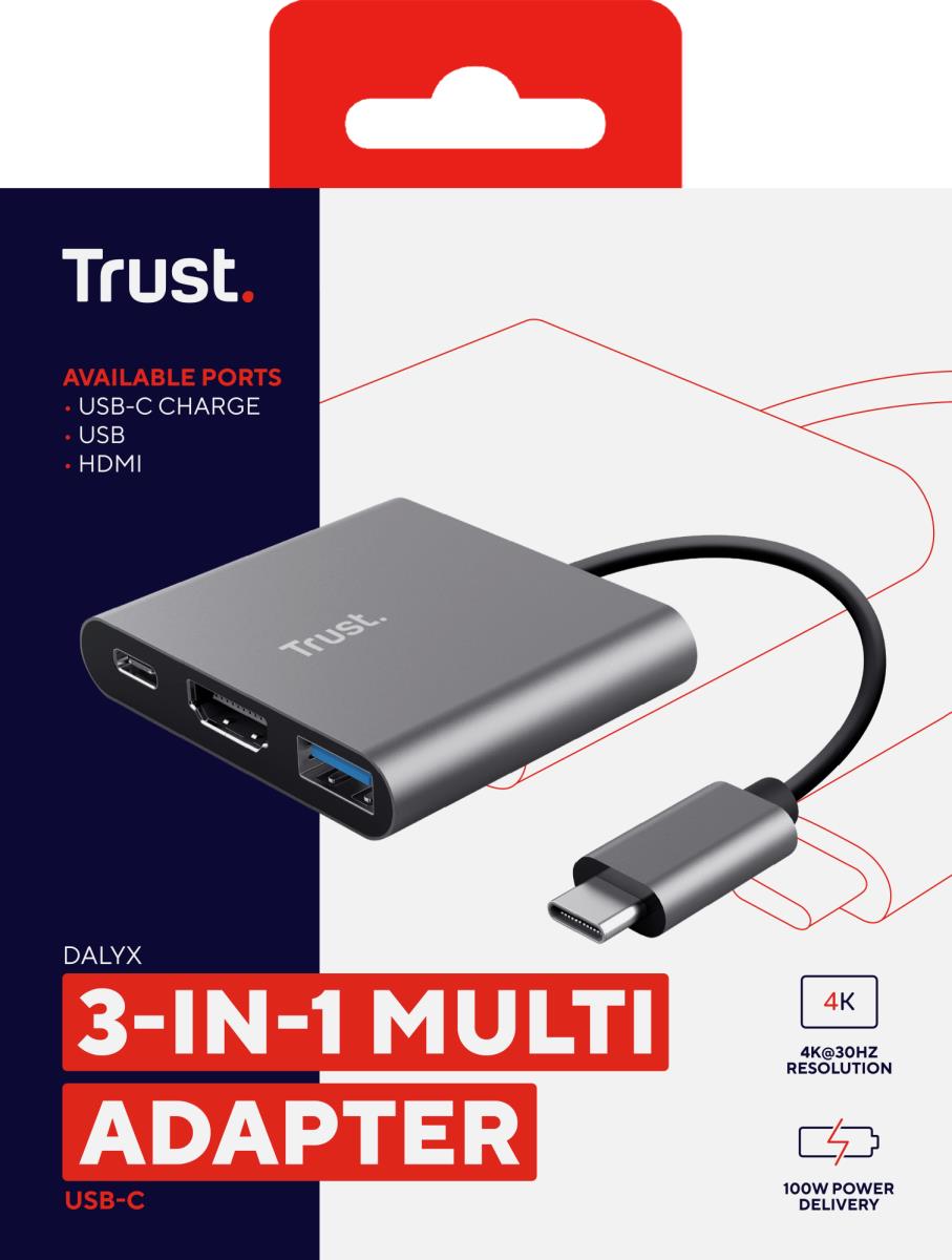 Dalyx Aluminium 3-in-1 USB-c Multi-port Adapter