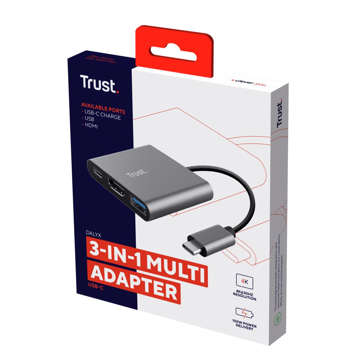 Dalyx Aluminium 3-in-1 USB-c Multi-port Adapter