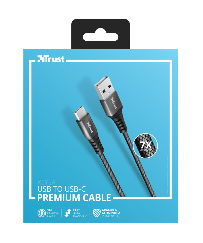 Cable Keyla Extra Strong - USB To USB-c - Black - 1m