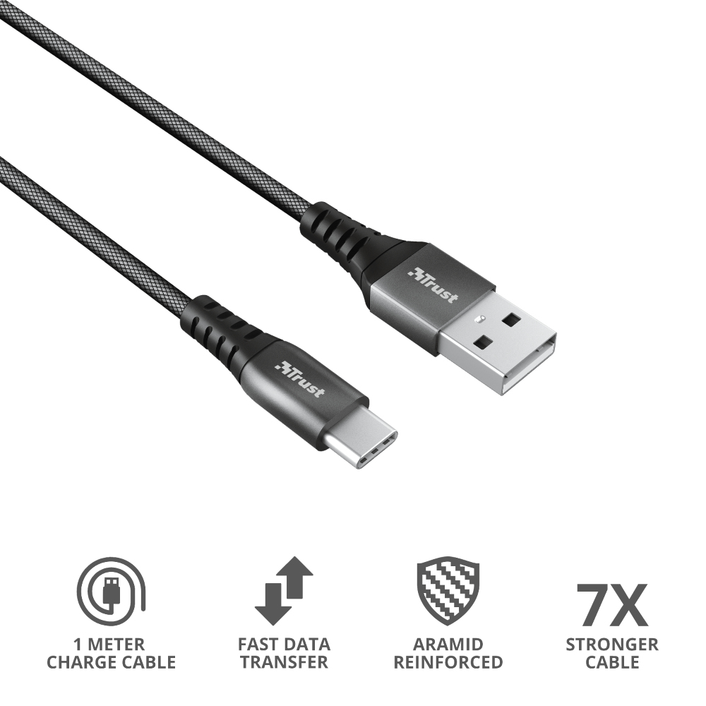 Cable Keyla Extra Strong - USB To USB-c - Black - 1m