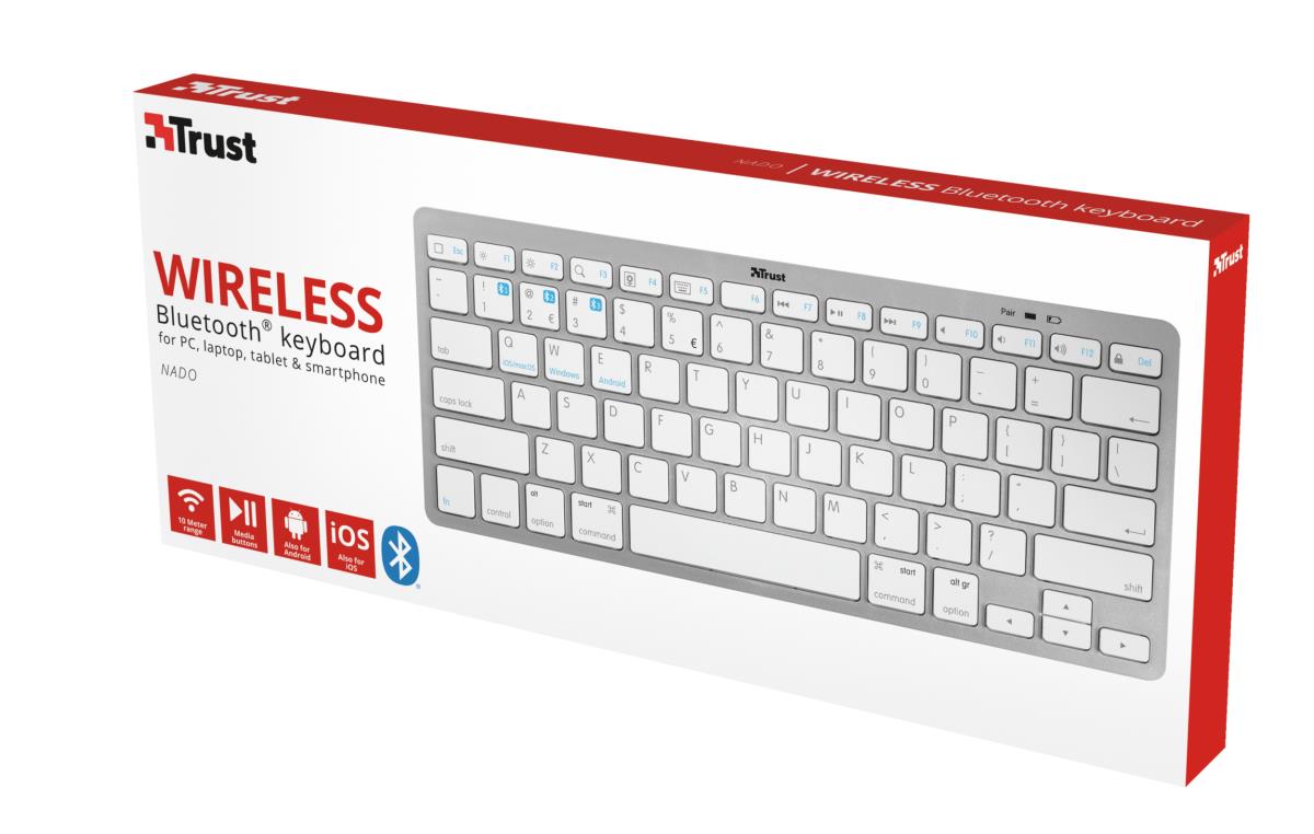 Wireless Keyboard Nado - Bluetooth - White - Qwerty Us / Int'l