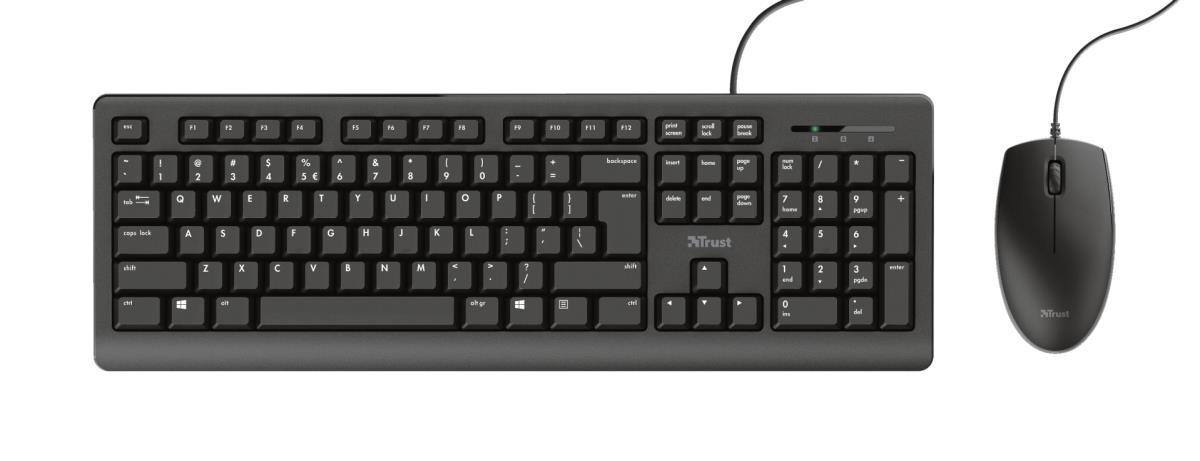 Keyboard Primo - USB - Black - Azerty Belgian And Mouse Set With Warranty 5 Years