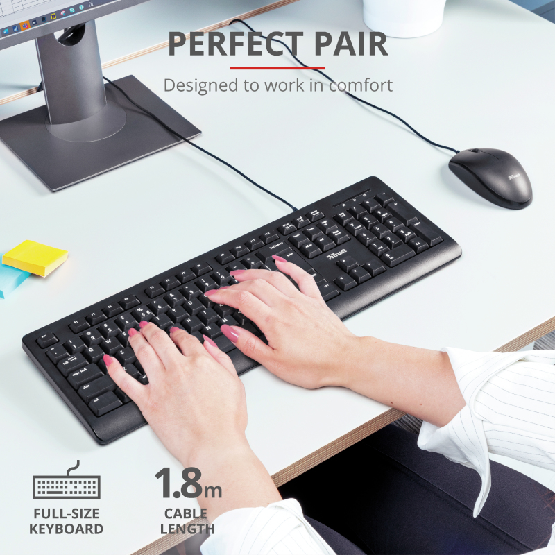 Keyboard Primo - USB - Black - Azerty Belgian And Mouse Set With Warranty 5 Years