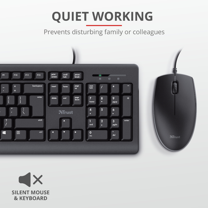 Keyboard Primo - USB - Black - Azerty Belgian And Mouse Set With Warranty 5 Years
