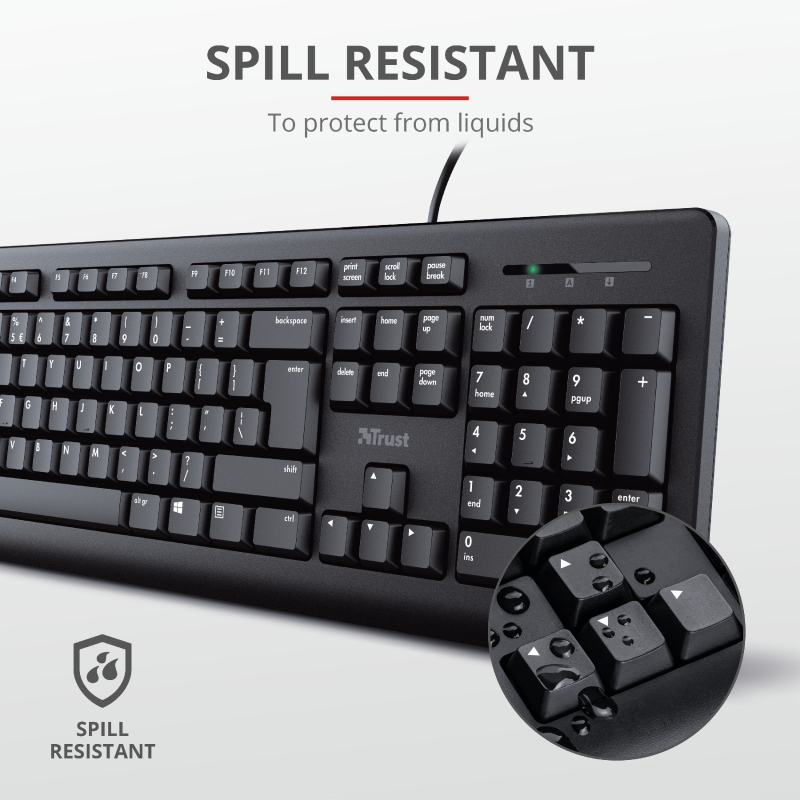 Keyboard Primo - USB - Black - Azerty Belgian And Mouse Set With Warranty 5 Years