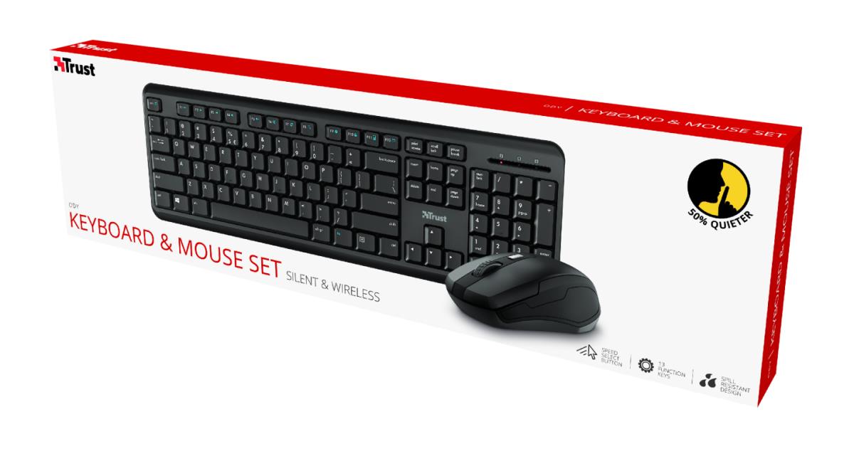 Wireless Keyboard Ody - Silent - Black - Azerty Belgian And Mouse Set