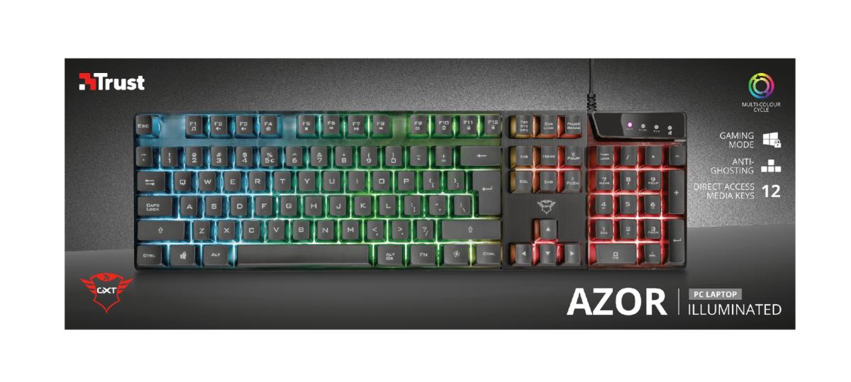 Keyboard Gxt 835 Azor Illuminated - USB - Black - Qwertzu German