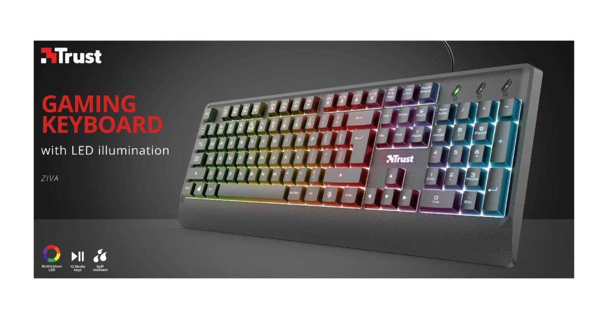 Gaming Keyboard - Ziva Rainbow LED - USB - Azerty Belgian
