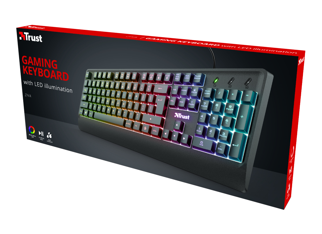 Gaming Keyboard - Ziva Rainbow LED - USB - Azerty Belgian