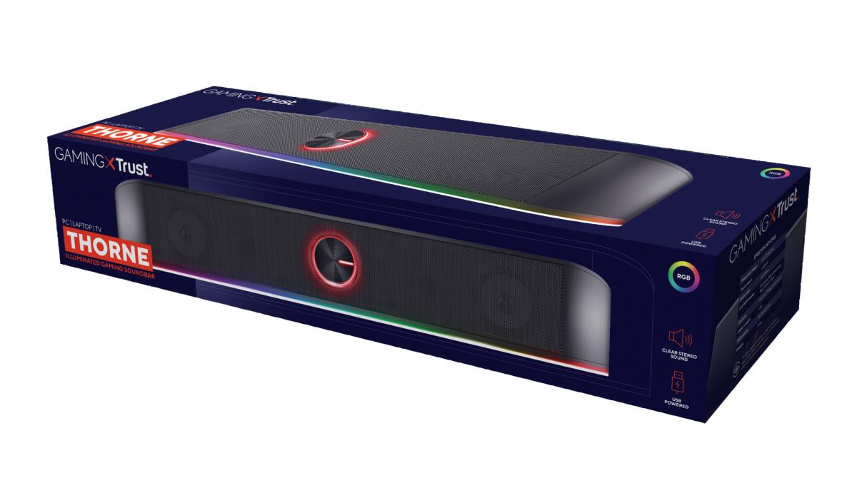 Soundbar - Gxt 619 Thorne RGB Illuminated - USB - 3.5mm - Wired - Black