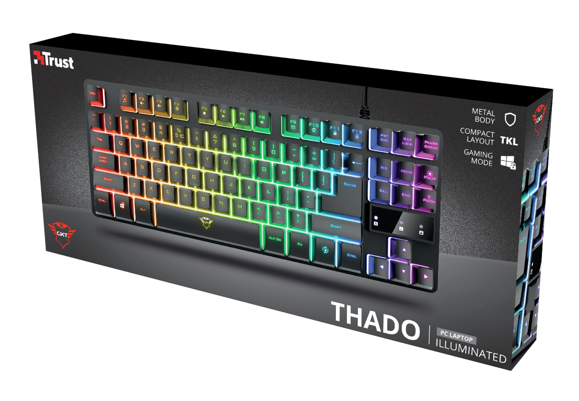 Keyboard Gxt 833 Thado Tkl Illuminated Gaming - USB - Black - Qwerty Us