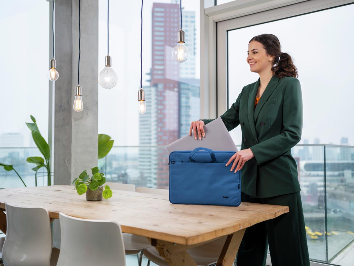 Bologna Slim Laptop Bag For 16in Eco Laptops Blue With 5 Years Warranty