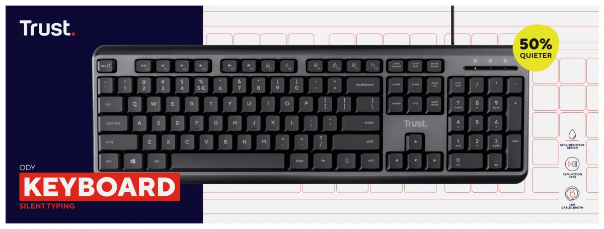 Keyboard Ody - Silent - Wired Black - Qwerty Us / Int''l