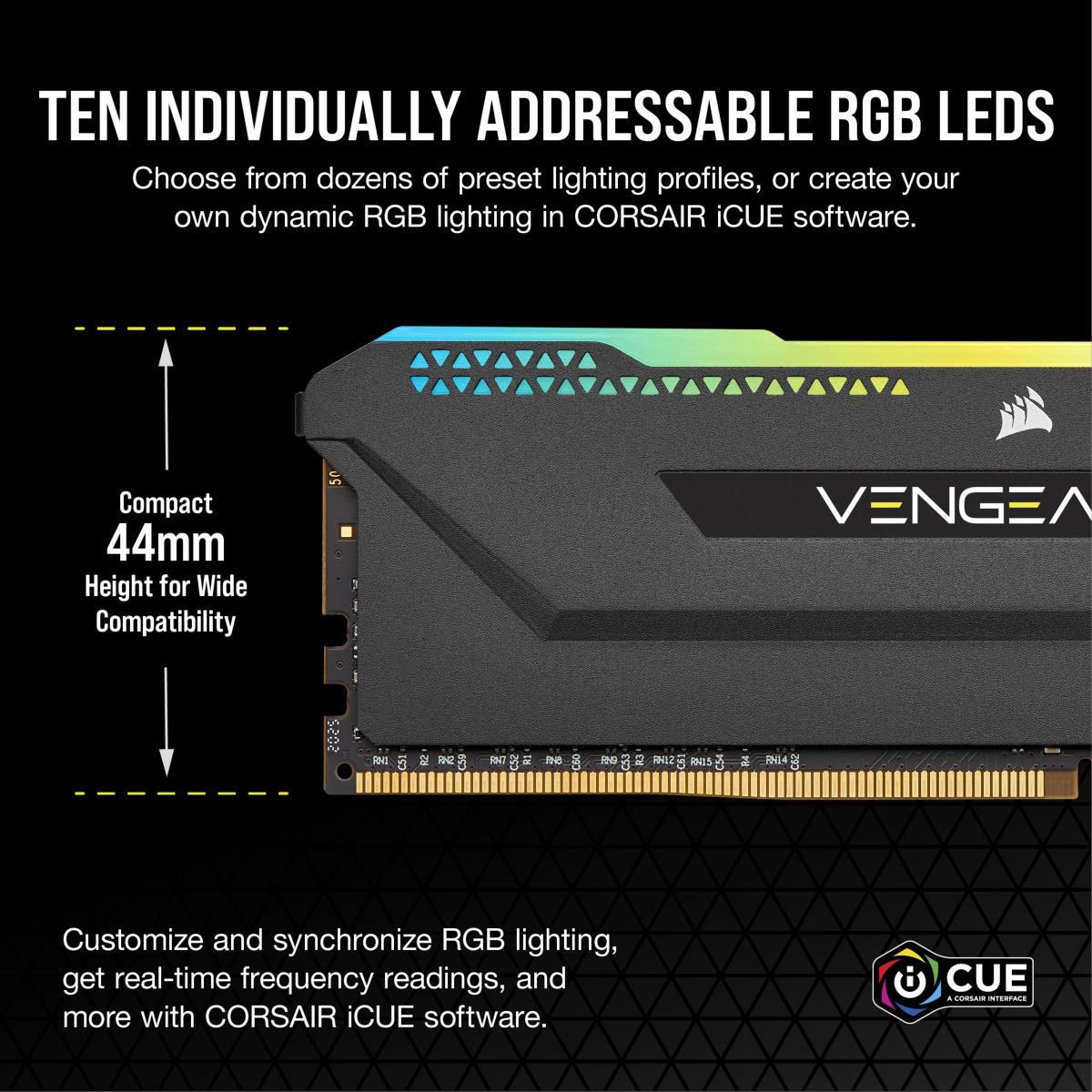 Memory 32GB Ddr4 3600MHz C18 (2x16gb) Vengeance RGB Pro Black (cmh32gx4m2z3600c18)