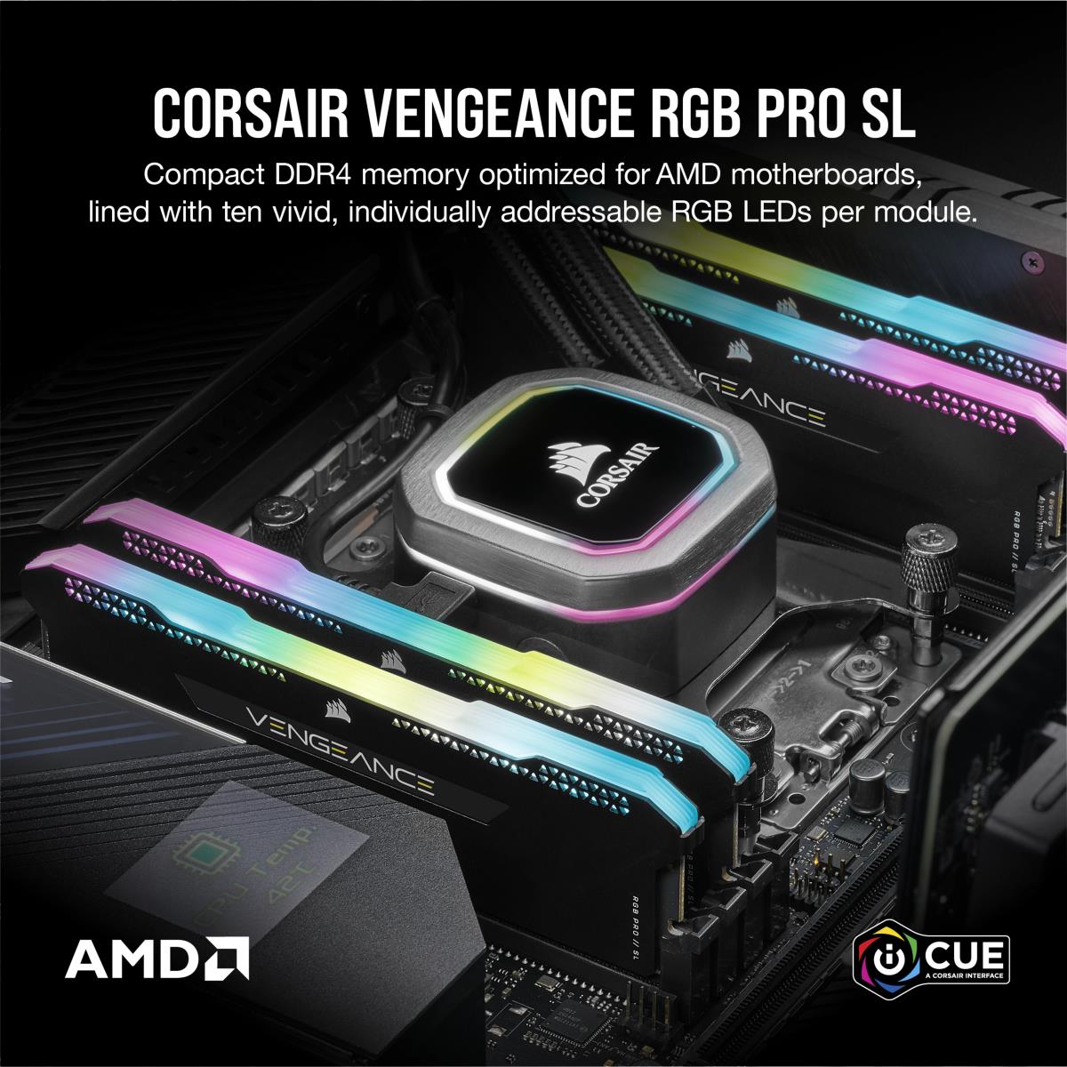 Memory 32GB Ddr4 3600MHz C18 (2x16gb) Vengeance RGB Pro Black (cmh32gx4m2z3600c18)