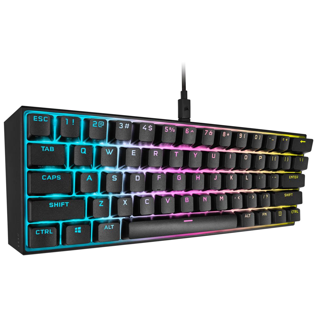 Gaming Keyboard - K65 RGB Mini 60% Mechanical - Cherry Mx Red Qwerty Be