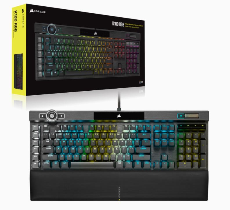 Gaming Keyboard - K100 RGB Optical-mechanical - Corsair Opx Switch - Black Qwerty Us