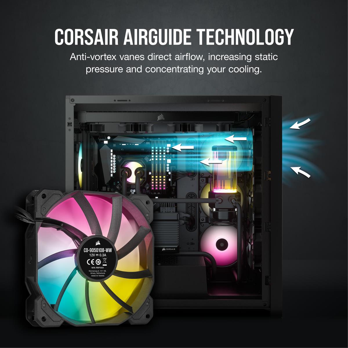Led Fan - Sp Series Sp120 RGB Elite 120mm RGB With Airguide Triple Pack With Lighting Node Core