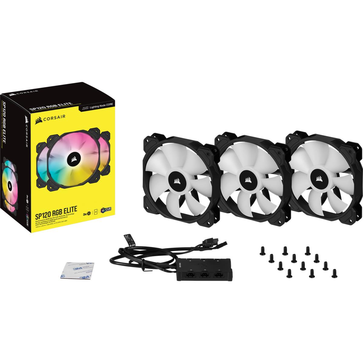 Led Fan - Sp Series Sp120 RGB Elite 120mm RGB With Airguide Triple Pack With Lighting Node Core