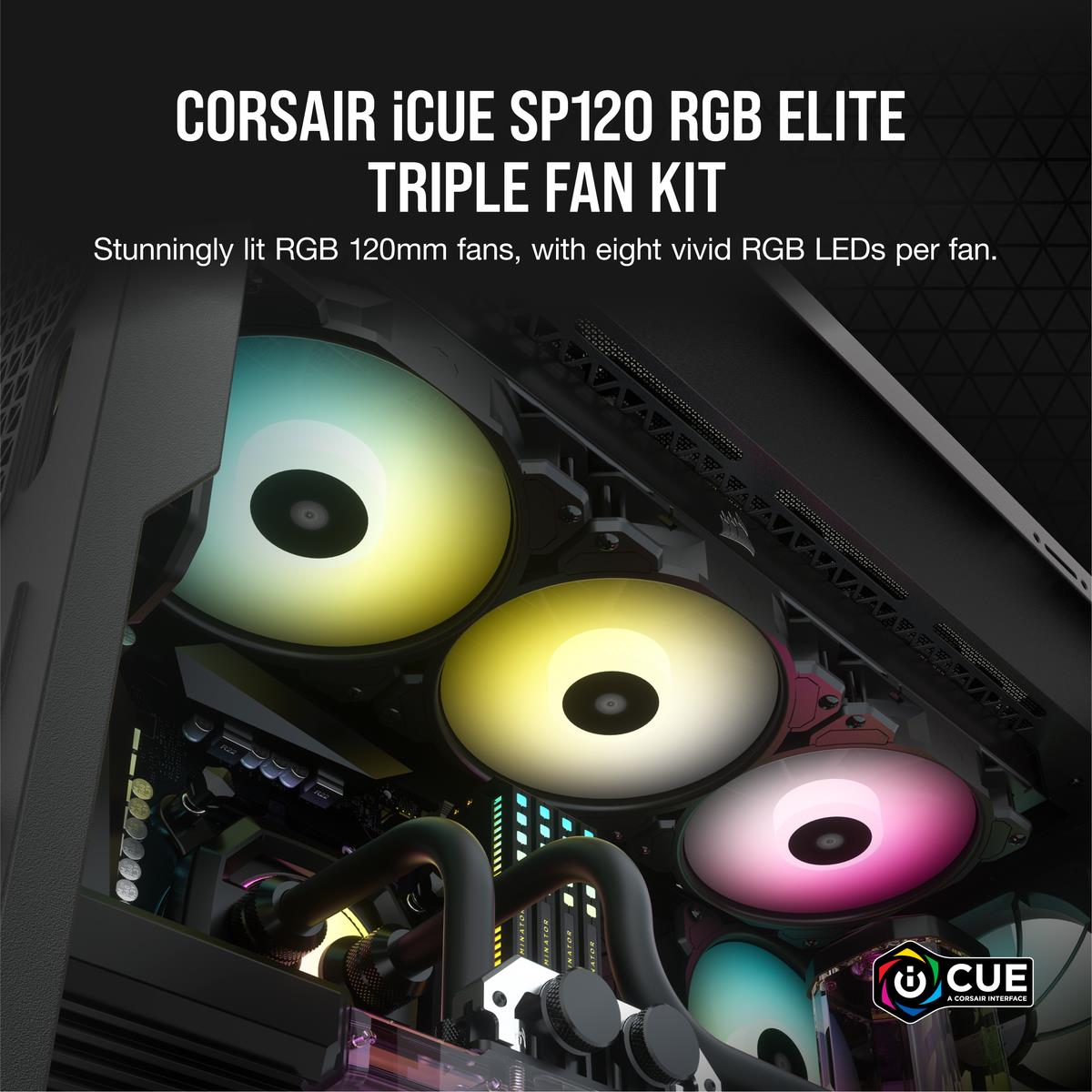 Led Fan - Sp Series Sp120 RGB Elite 120mm RGB With Airguide Triple Pack With Lighting Node Core