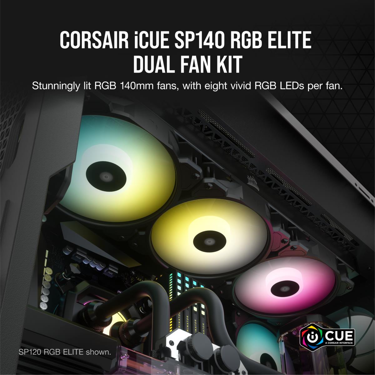 Led Fan - Sp Series Sp140 RGB Elite 140mm RGB With Airguide Dual Pack With Lighting Node Core