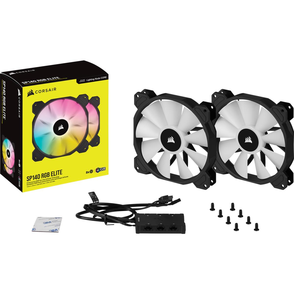 Led Fan - Sp Series Sp140 RGB Elite 140mm RGB With Airguide Dual Pack With Lighting Node Core