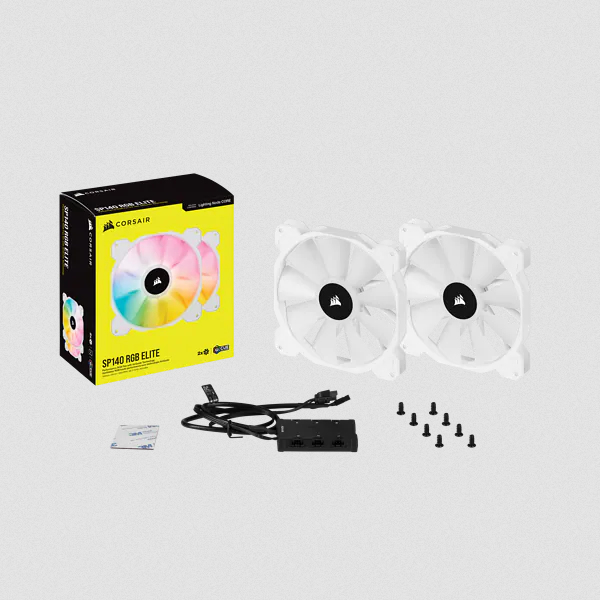 Led Fan - Sp Series Sp140 RGB Elite 140mmrGB With Airguide  Dual Pack With Lighting Node Core White