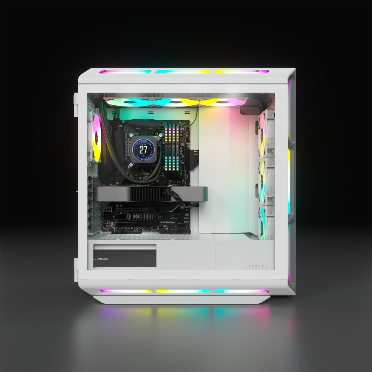 Mid-tower ATX Pc Case - Icue 5000t - RGB Tempered Glass - White