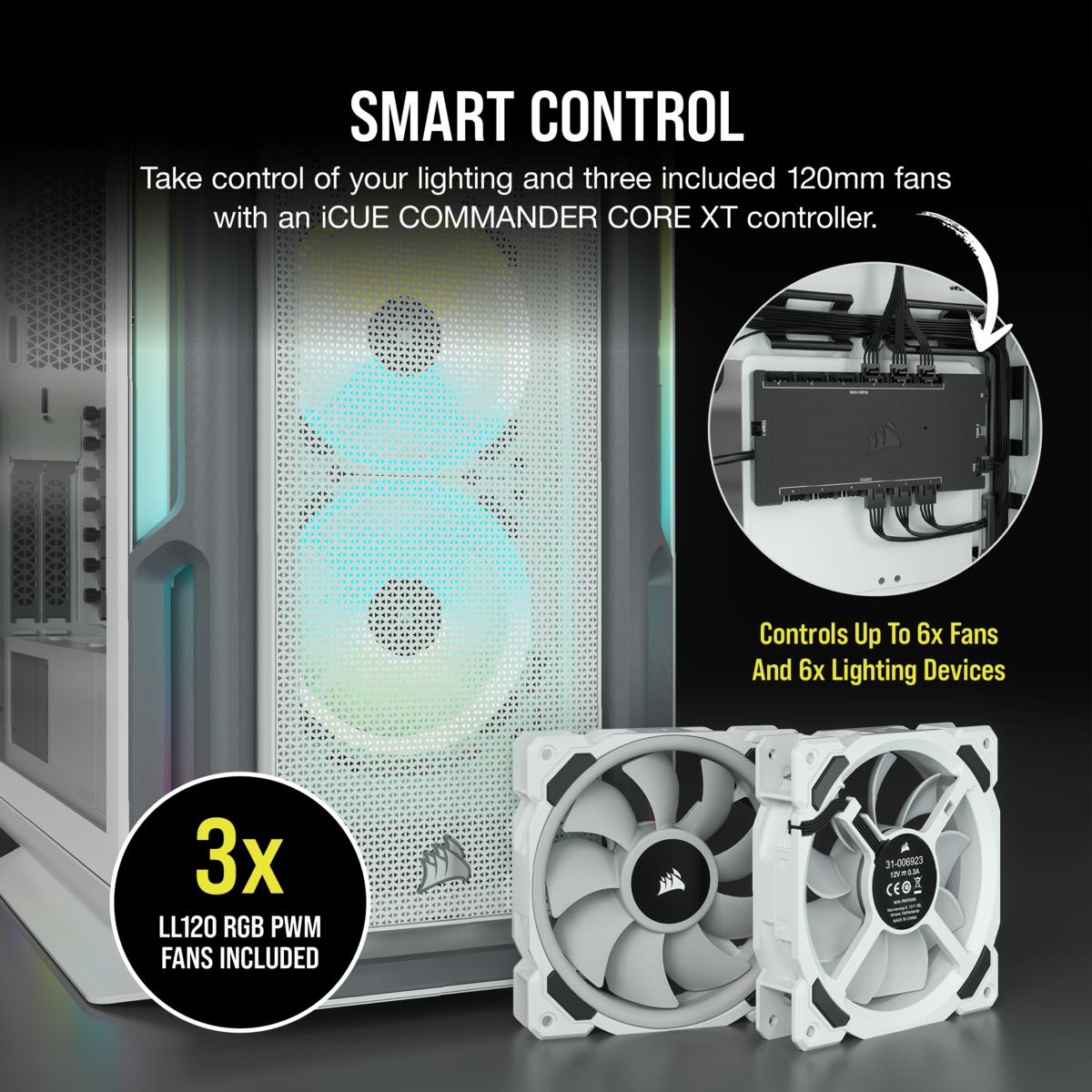 Mid-tower ATX Pc Case - Icue 5000t - RGB Tempered Glass - White