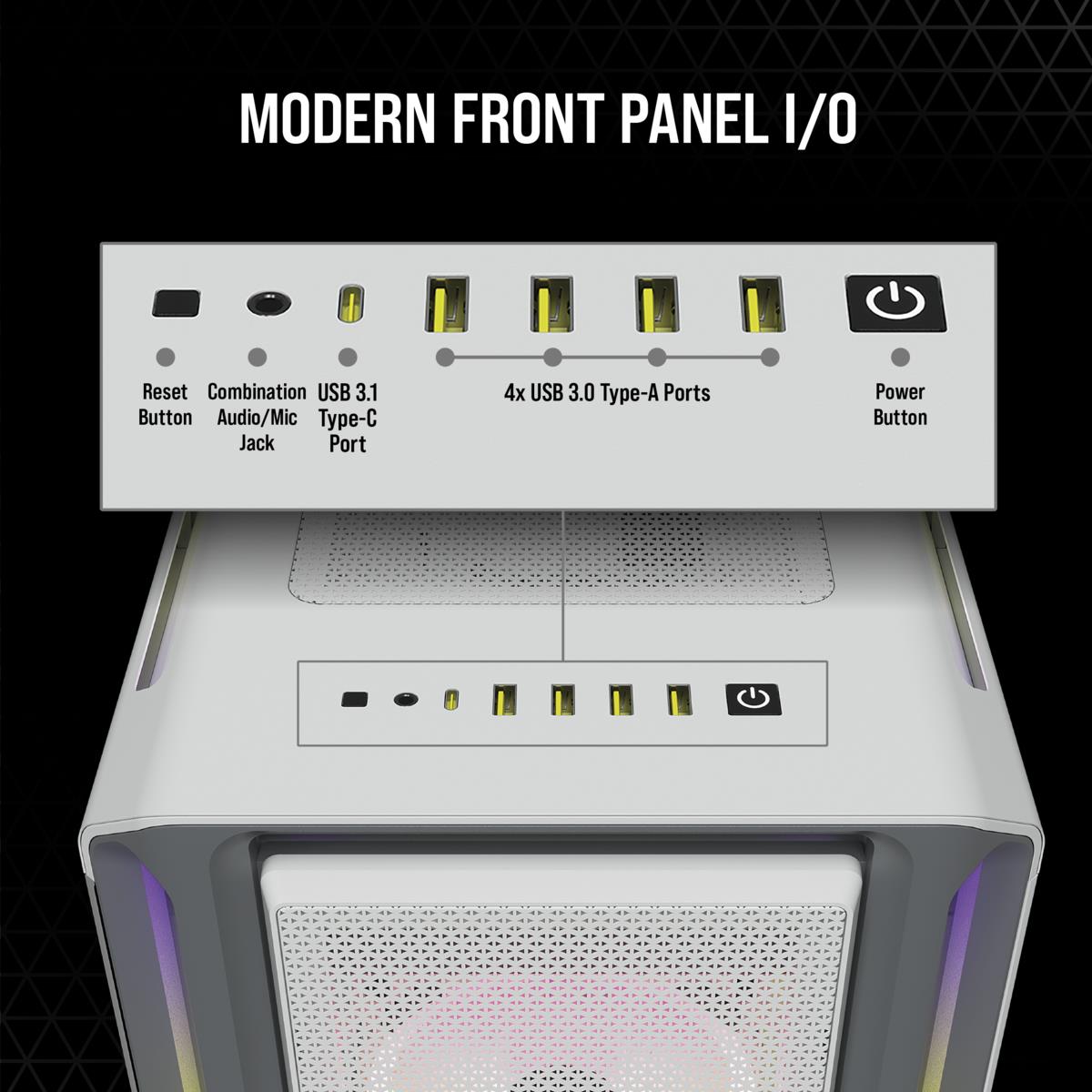 Mid-tower ATX Pc Case - Icue 5000t - RGB Tempered Glass - White