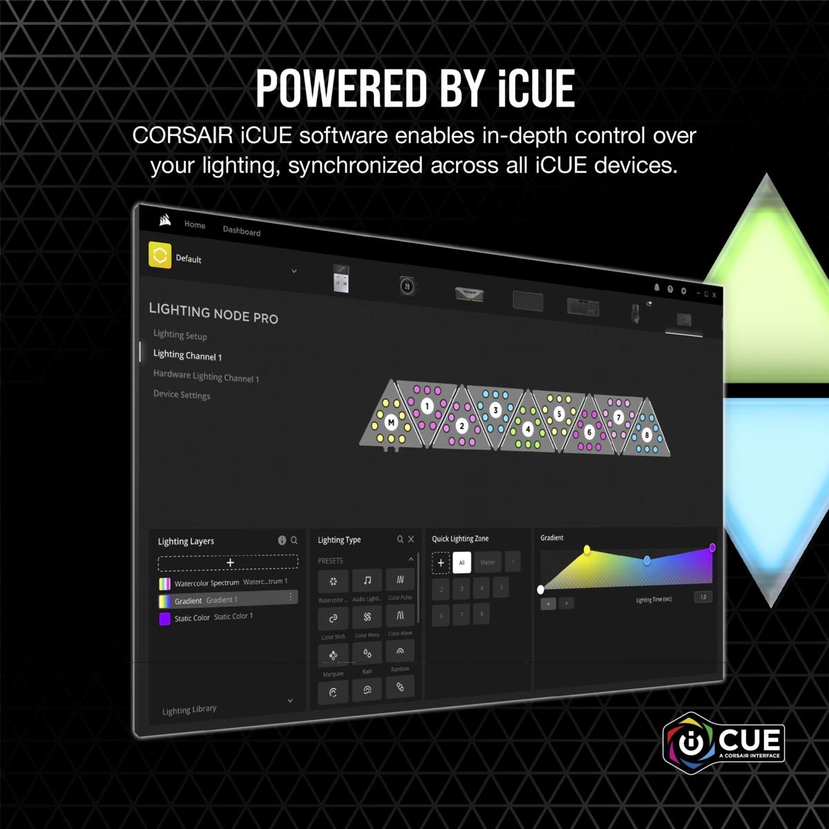 Icue Lc100 Case Accent Lighting Panels - Mini Triangle - 9x Tile Expansion Kit