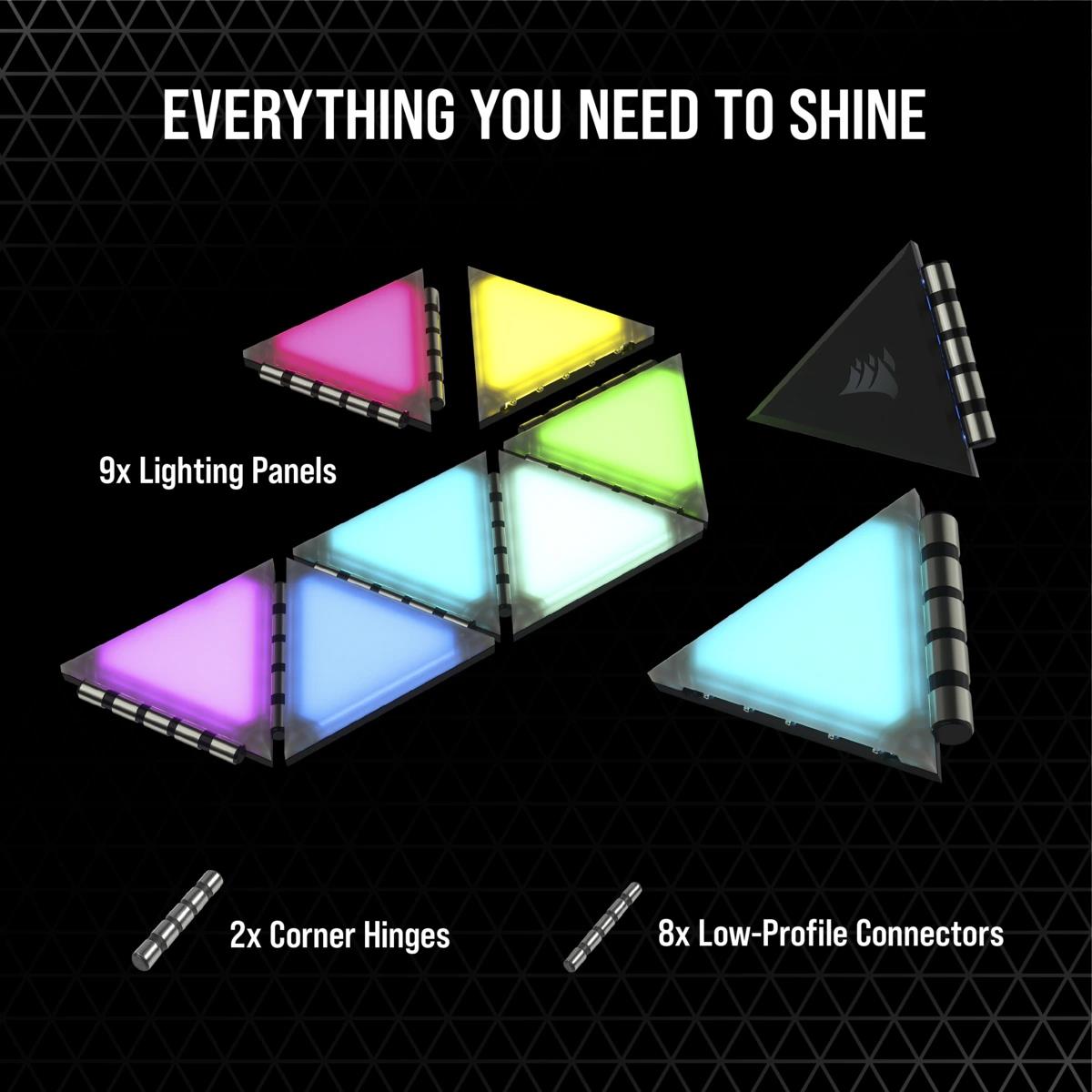 Icue Lc100 Case Accent Lighting Panels - Mini Triangle - 9x Tile Expansion Kit
