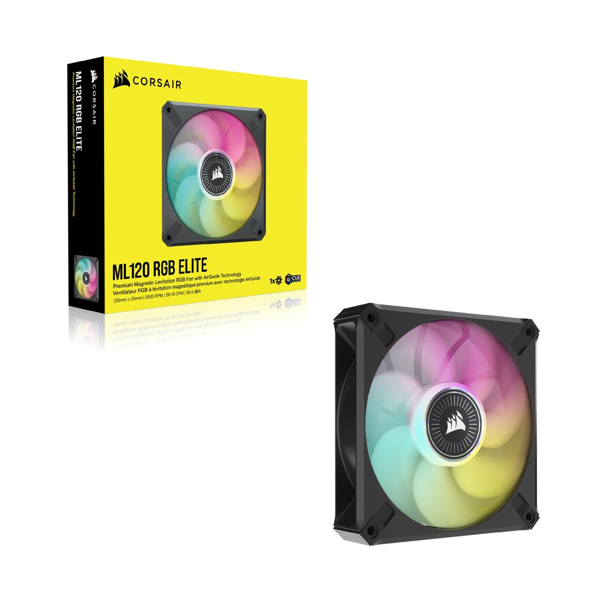 Led Fan - Icue Ml120 RGB Elite Premium 120mm Pwm Magnetic Levitation Fan - Single Pack