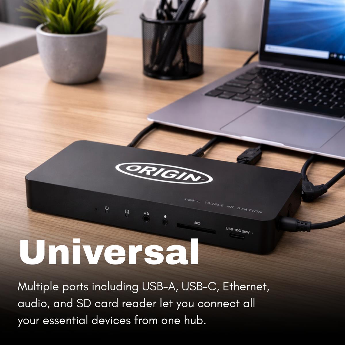 Docking Station - Triple 4k USB-c - 135w - Black With Cable USB-c To USB C / USB-a