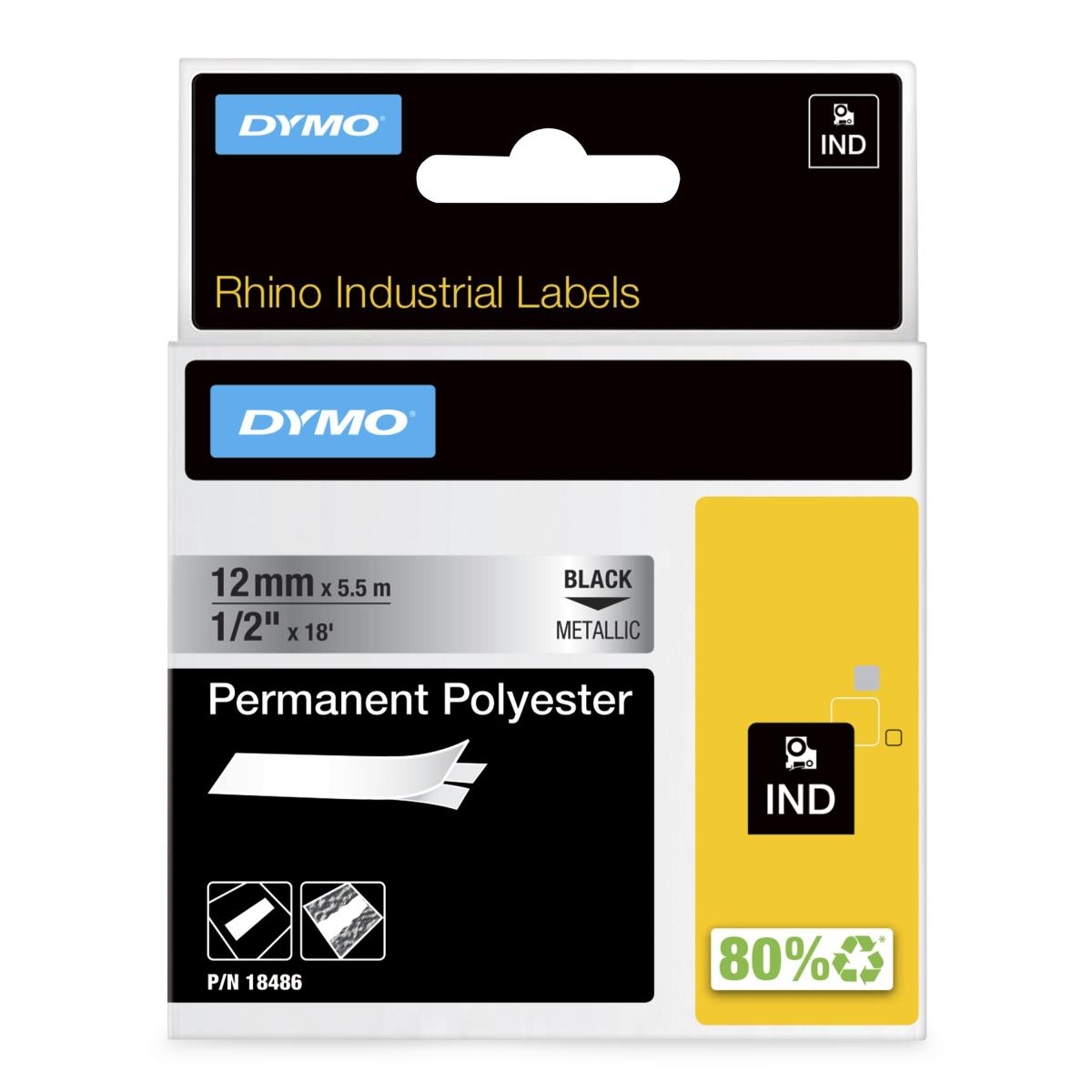 RHINO TAPE PERM. POLYESTER 12MM METALL.