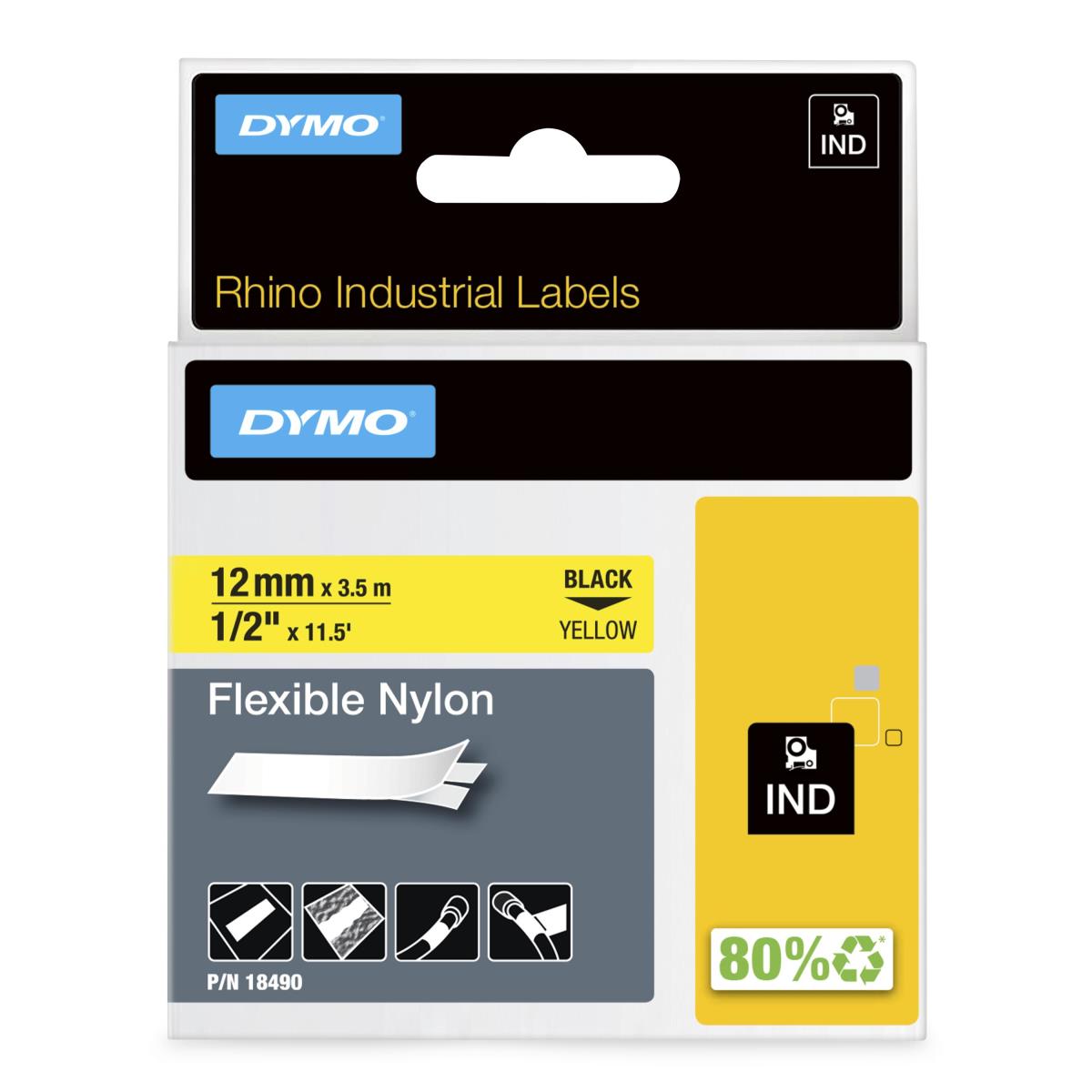 RHINO TAPE NYLON 12MM GEEL