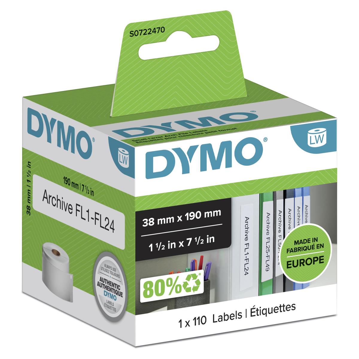 Labels Laf Narrow White 38x190mm 110labels/roll 1nos
