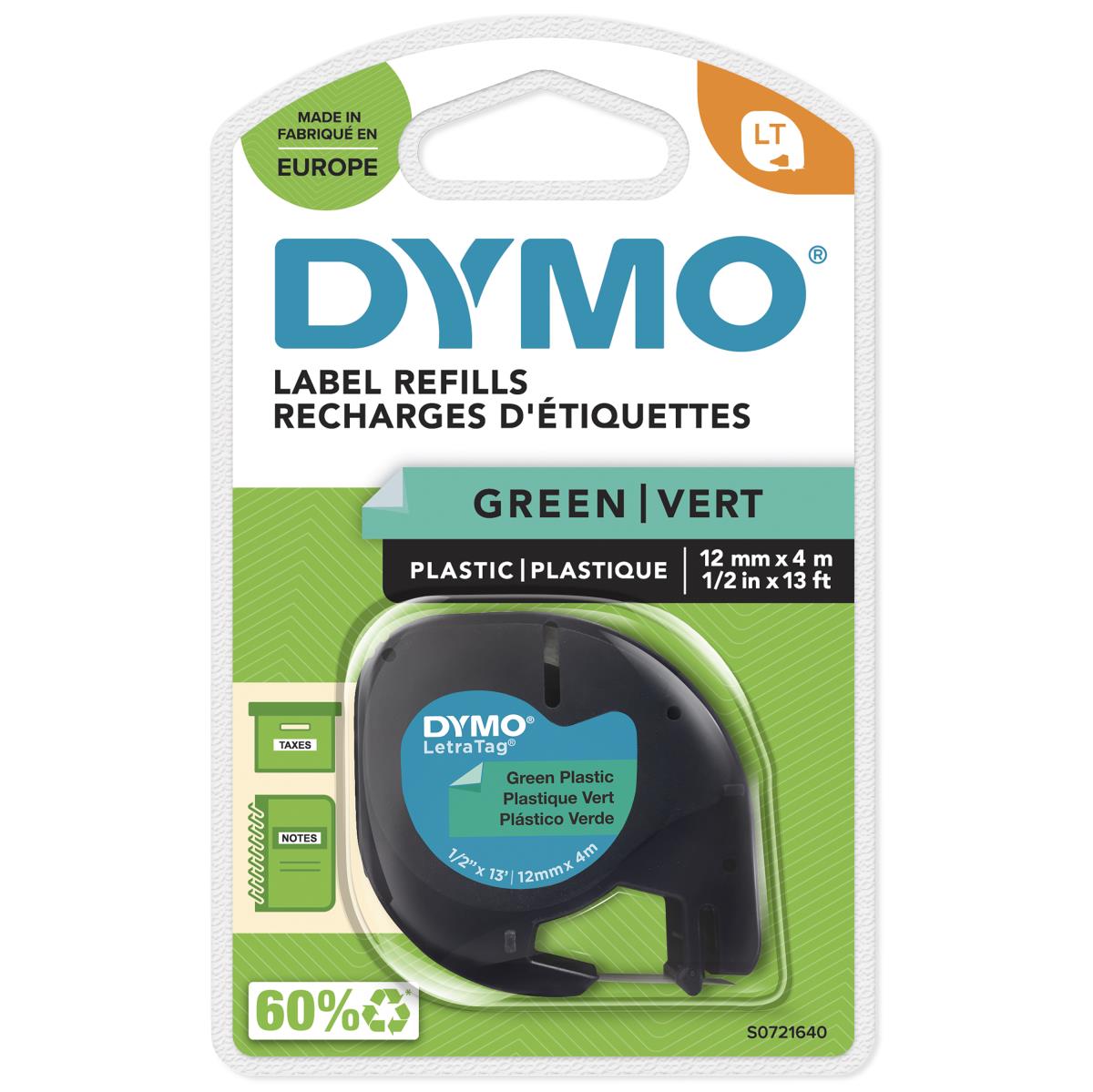 Plastic Tape Green 12mx4mm For Letratag