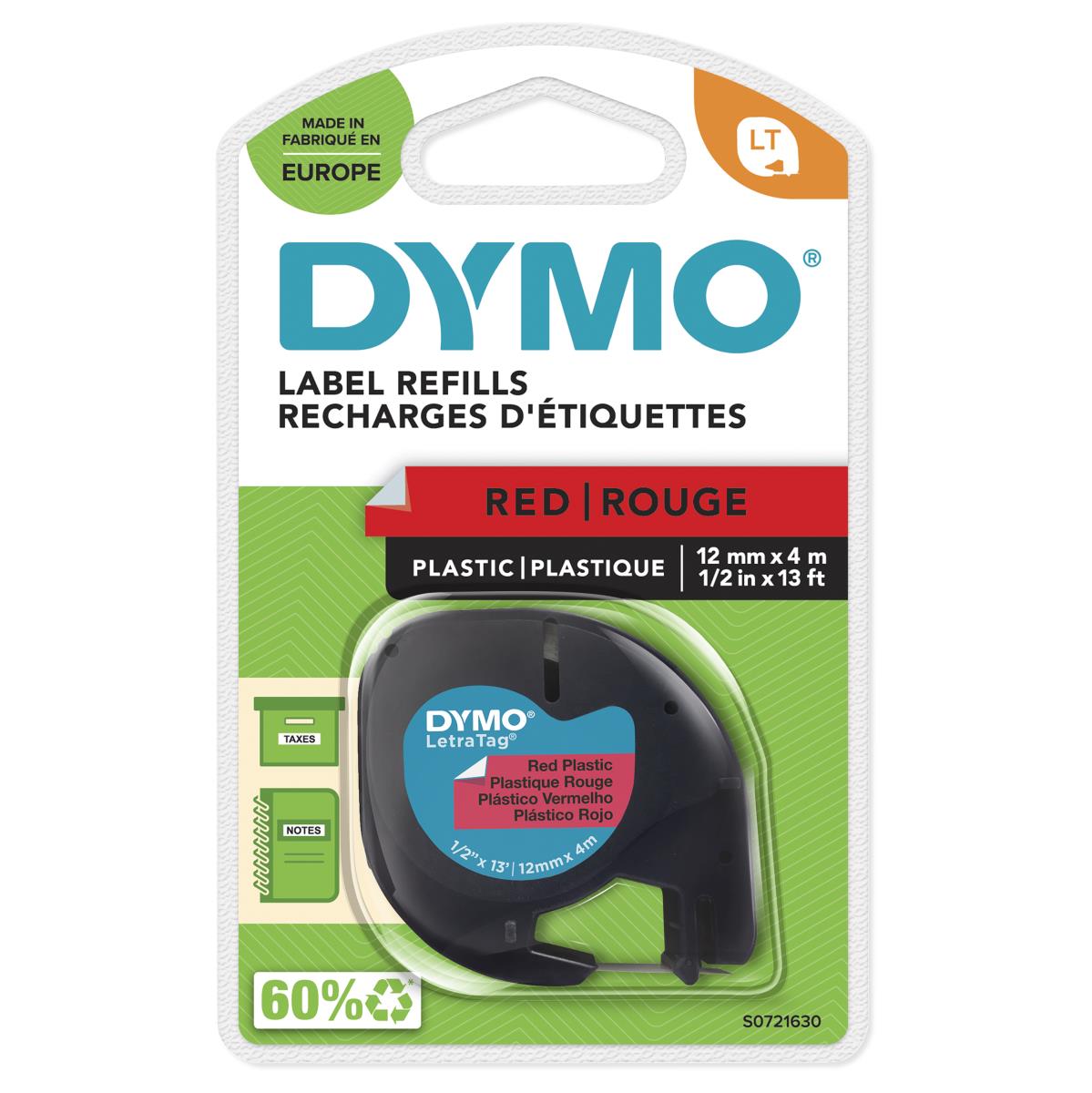 Plastic Tape Red 12mmx4m For Letratag
