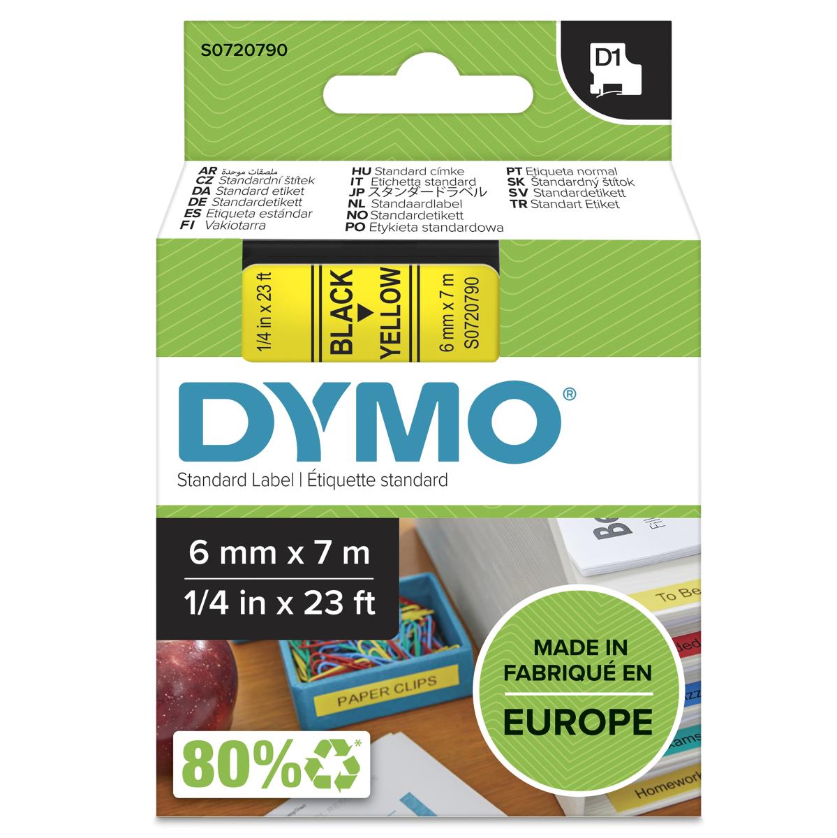 Tape Black On Yellow 6mmx7m Type D1