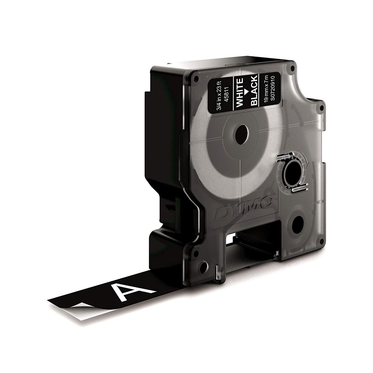 Tape White On Black 19mmx7m Type D1