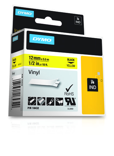 Tape Permanent Vinyl Yellow 12mm