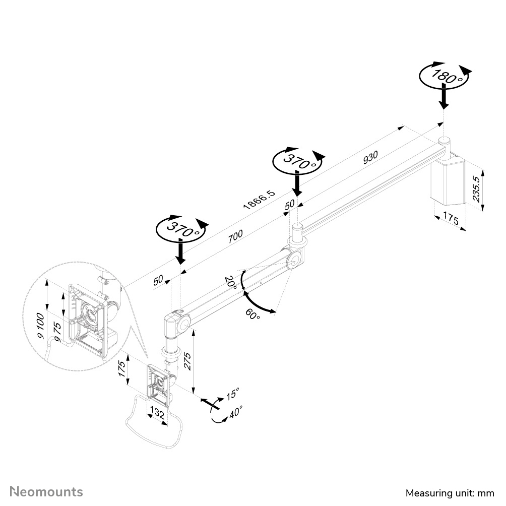 LCD Medical Wall Arm (fpma-haw100)