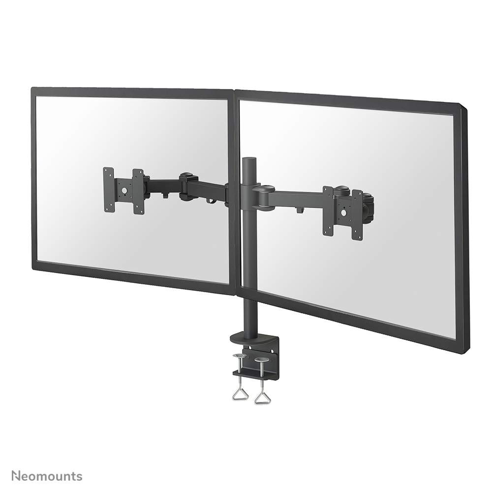 Dual Monitor 10-27in Desk Arm - Height Adjustable - Black