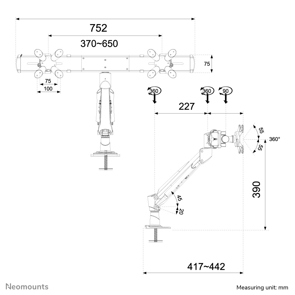 Lcd/TFT Desk Support (clamp) 2 Screens (fpma-d940dg)