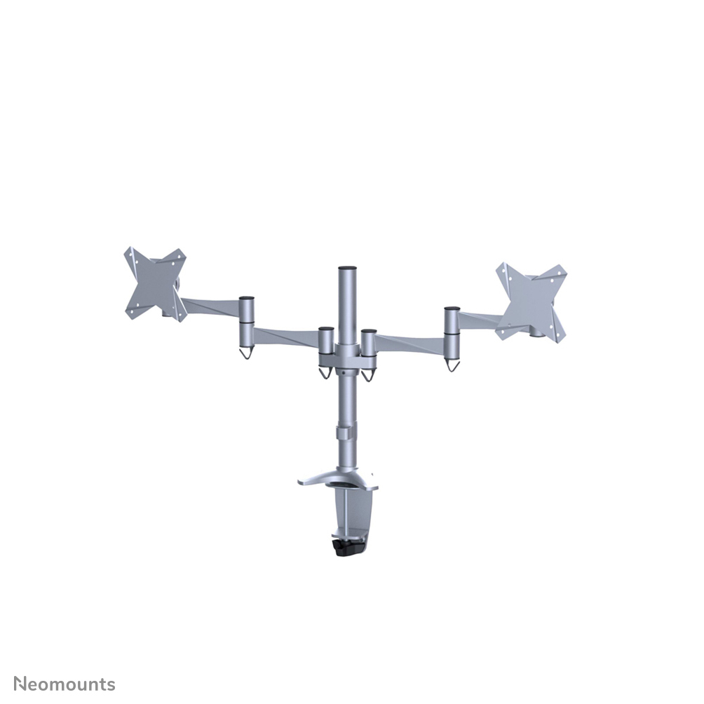Dual Monitor (10-27in) Desk Mount (clamp & Grommet) - Full Motion - Height Adjustable - Silver