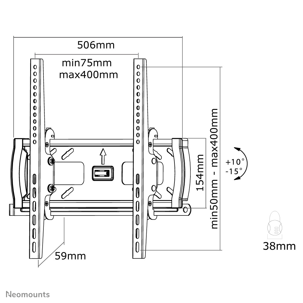 Flatscreen Wall Mount Tiltable Incl. Lock