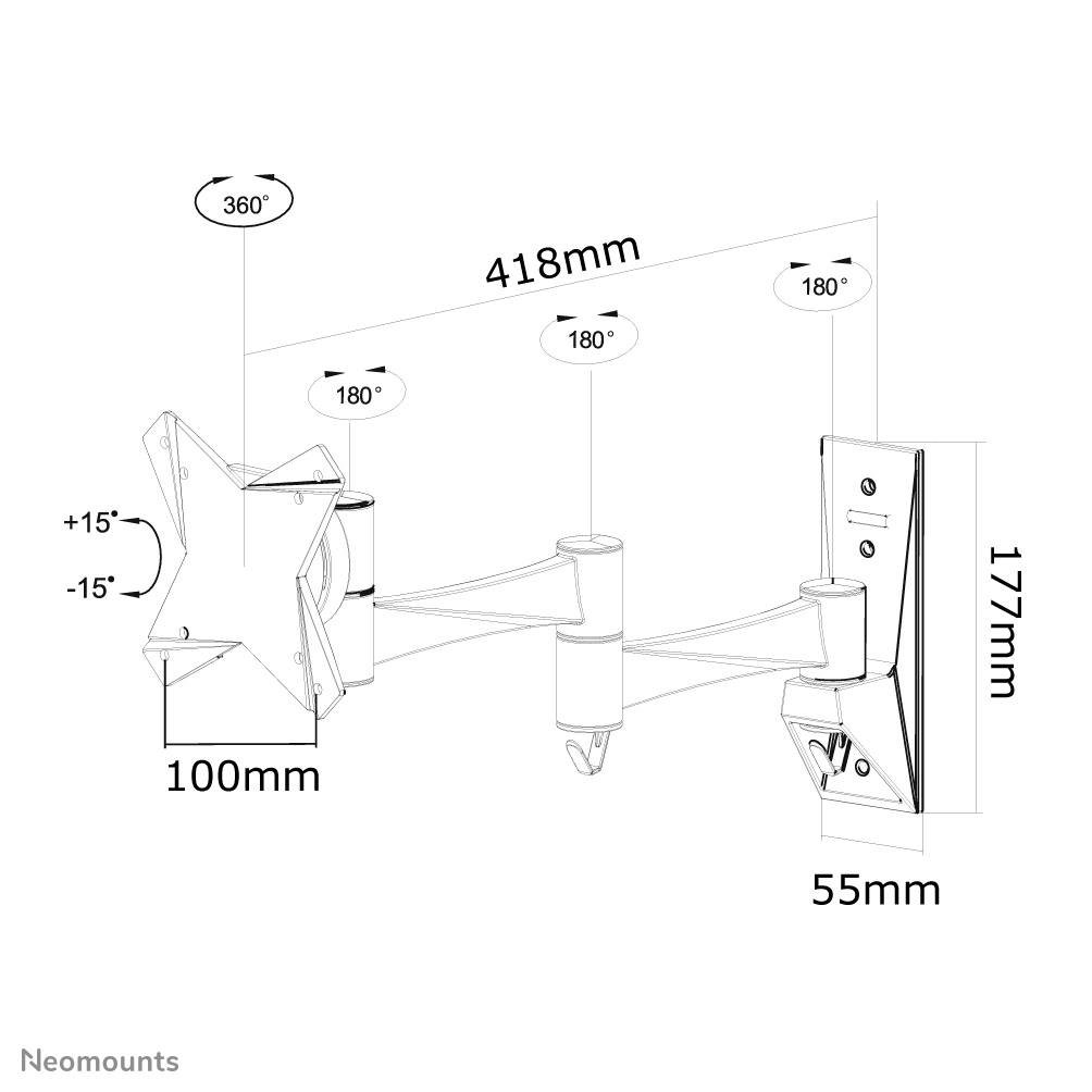 Flatscreen Wall Mount 3 Pivots & Tiltable