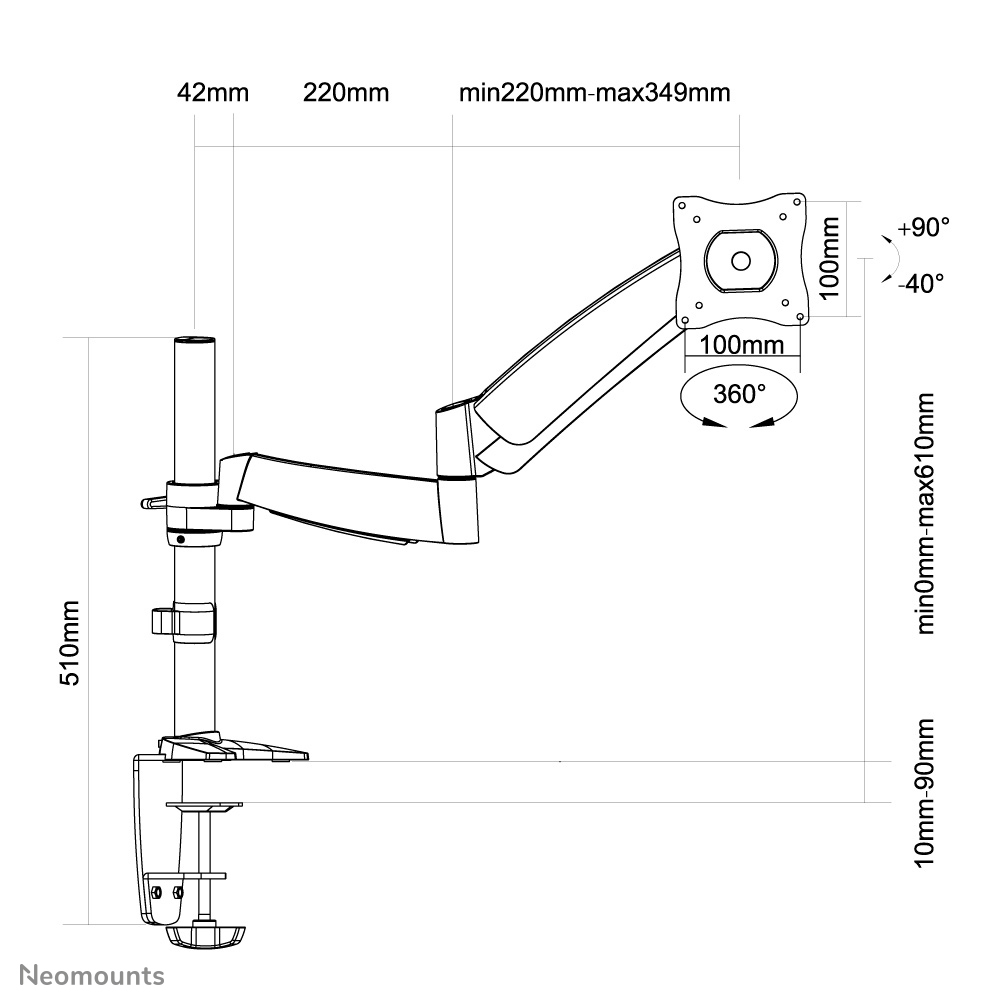 Desk Mount Fpma-d950 Lcd/TFT Screen Up To 60cm 10kg